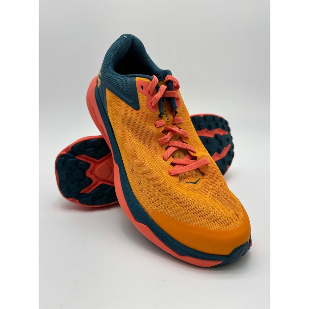 Hoka Zinal  Womens 10 Trail Running Shoes Orange Teal Low Top Sneakers 1119399